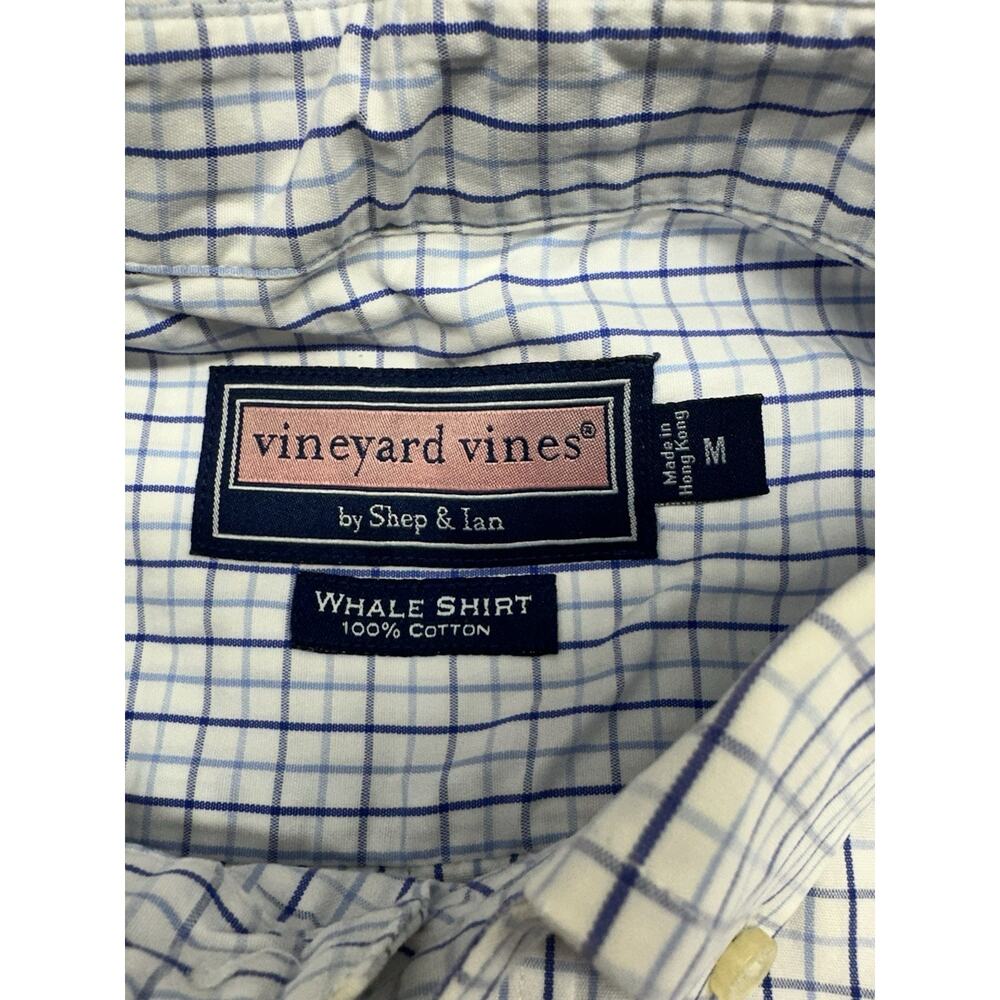 Vineyard Vines Shirt Mens Medium Blue Plaid WHALE SHIRT Long Sleeve 100% Cotton - Picture 4 of 8